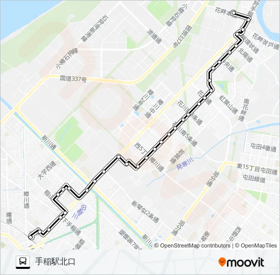 ４３手稲線 バスの路線図