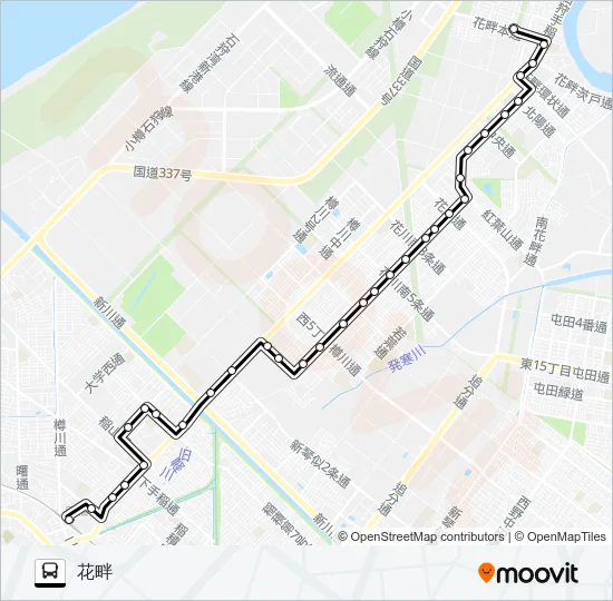 ４３手稲線 バスの路線図