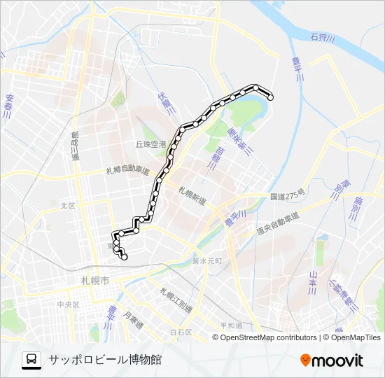 ビ６１丘珠線 バスの路線図