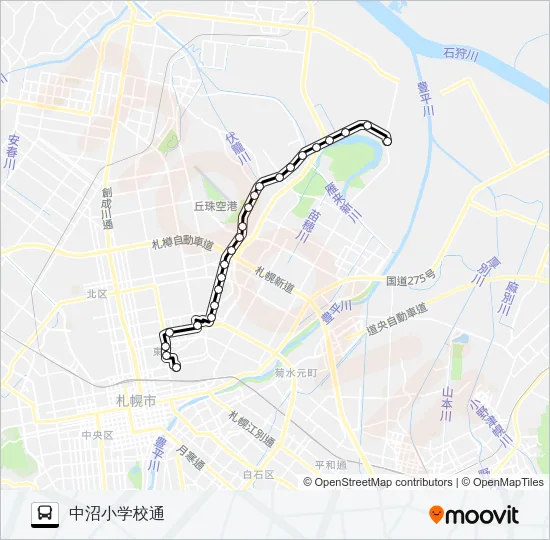 ビ６１丘珠線 Bus Line Map