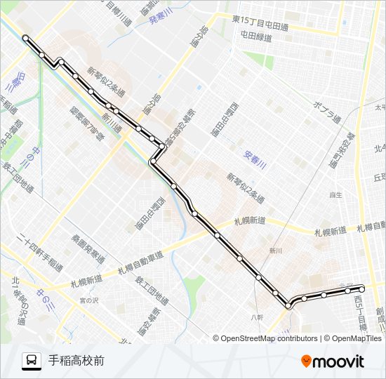北７２新川線 バスの路線図