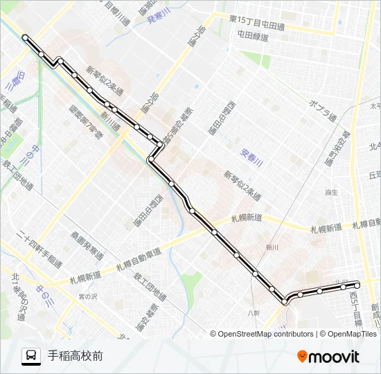 北７２新川線 Bus Line Map