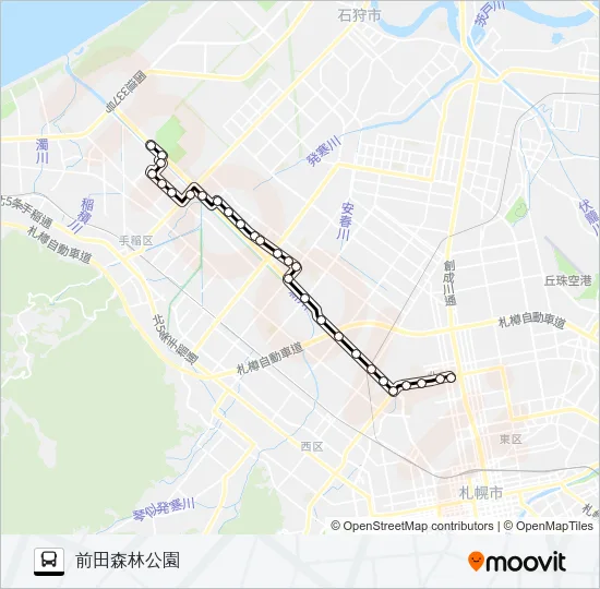 北７２新川線 バスの路線図