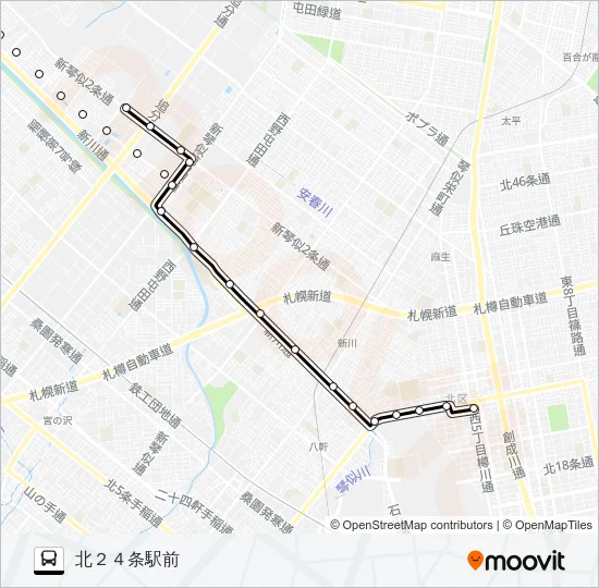 北７２新川線 Bus Line Map