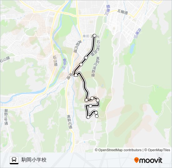 南９２駒岡線 バスの路線図