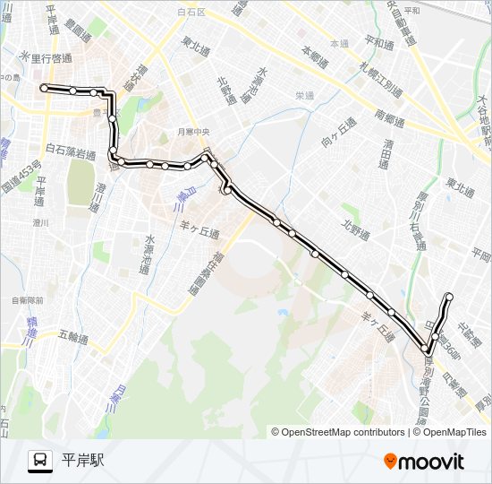 平５０平岸線 バスの路線図