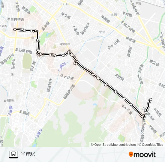 平５０平岸線 バスの路線図