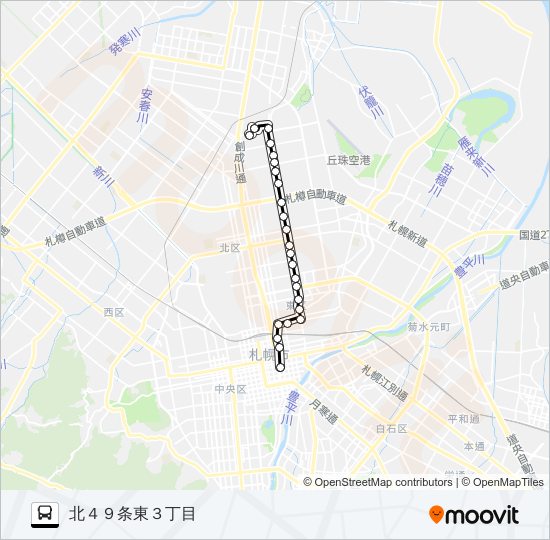 東１７北光線 バスの路線図