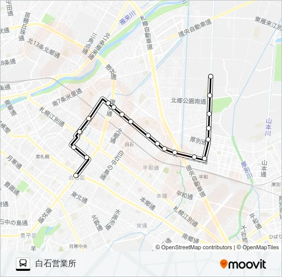 白２２川下線 バスの路線図