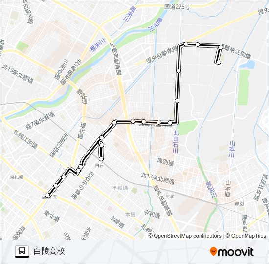 白２３北郷線 バスの路線図