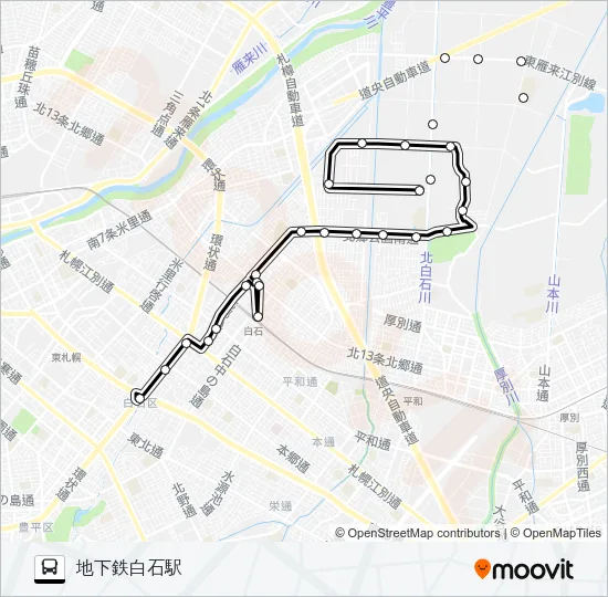 白２３北郷線 バスの路線図