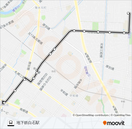 白２３北郷線 バスの路線図
