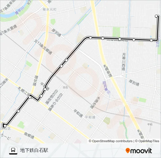 白２３北郷線 Bus Line Map