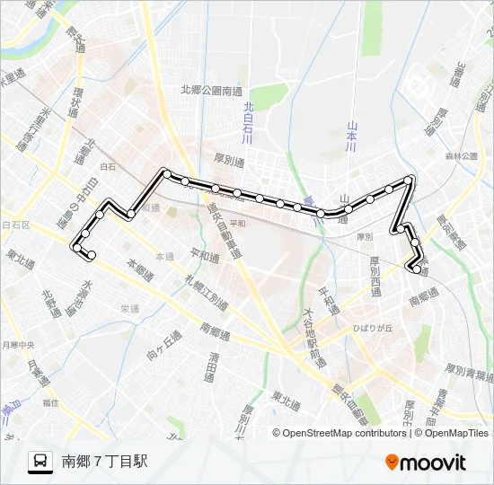 白２５北都線 バスの路線図