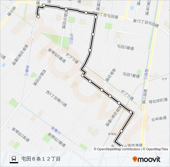 麻０１屯田線 Bus Line Map