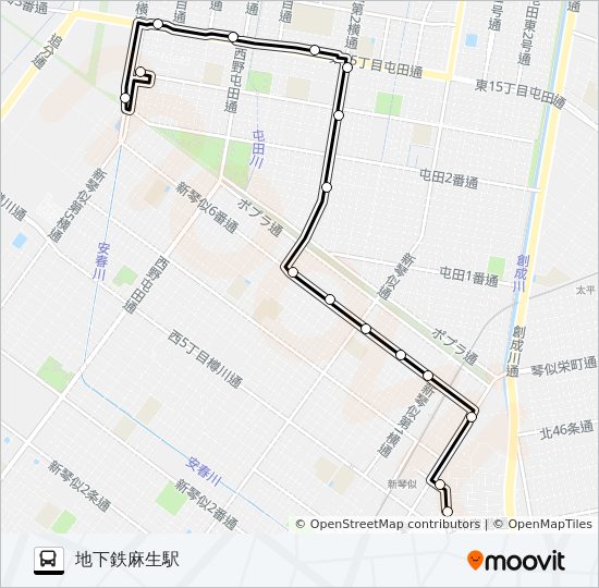 麻０１屯田線 bus Line Map