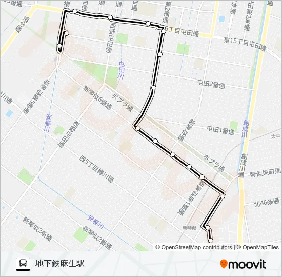 麻０１屯田線 Bus Line Map