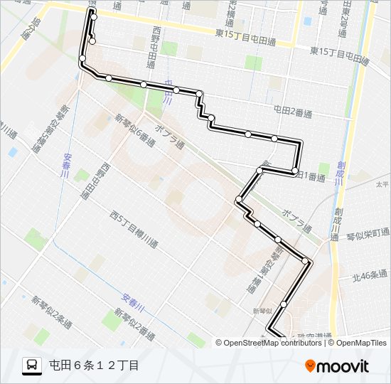 麻０３屯田線 Bus Line Map