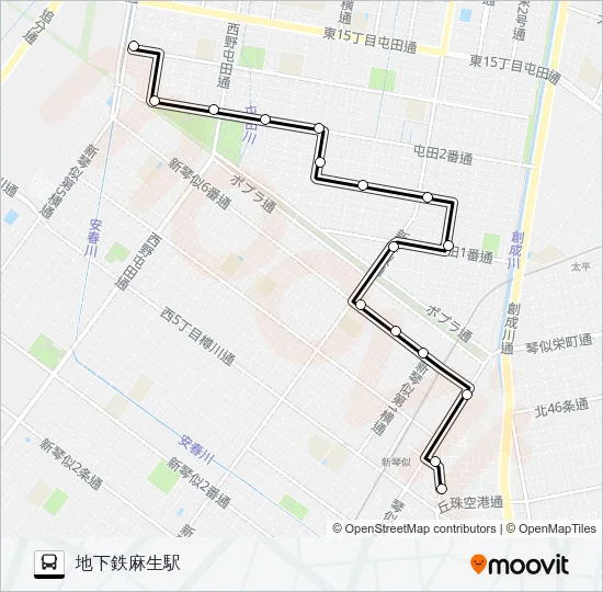 麻０３屯田線 Bus Line Map