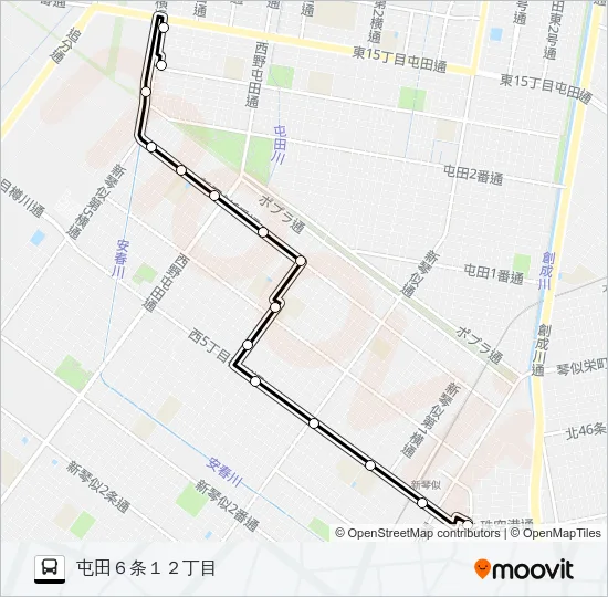麻０５屯田線 Bus Line Map