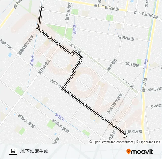 麻０５屯田線 Bus Line Map
