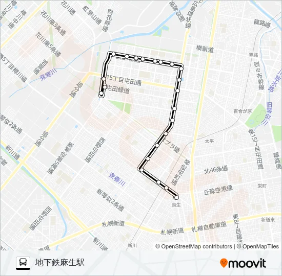 麻０７屯田線 バスの路線図