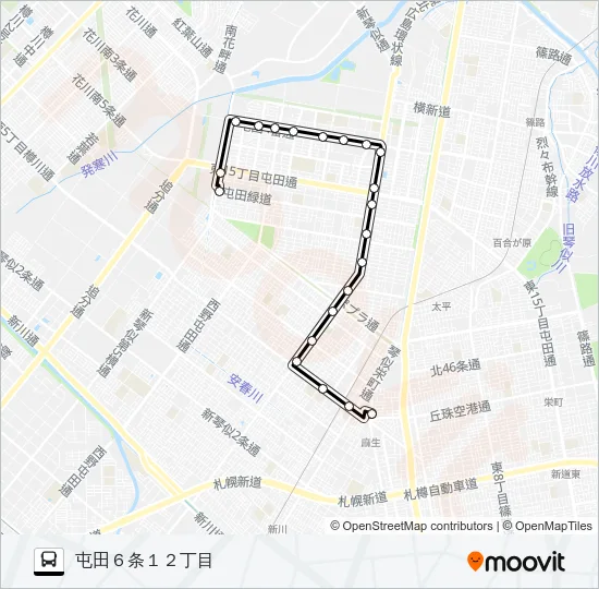 麻０７屯田線 Bus Line Map