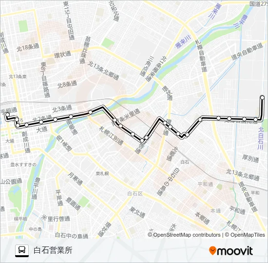 ５５白石本線 Bus Line Map