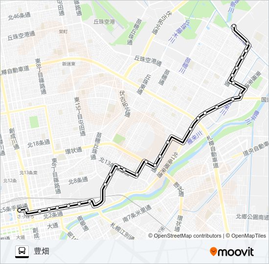 ５６東雁来線 バスの路線図