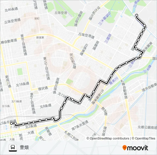５６東雁来線 バスの路線図