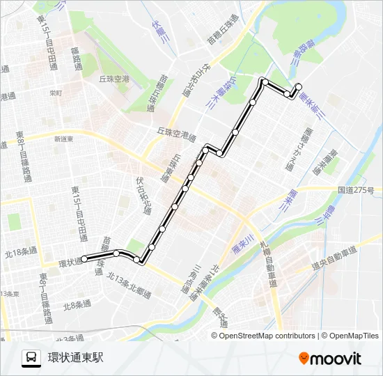 東６６東苗穂線 Bus Line Map