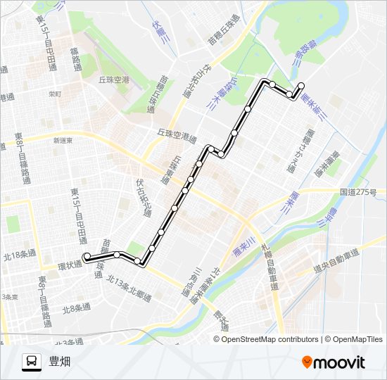 東６６東苗穂線 バスの路線図