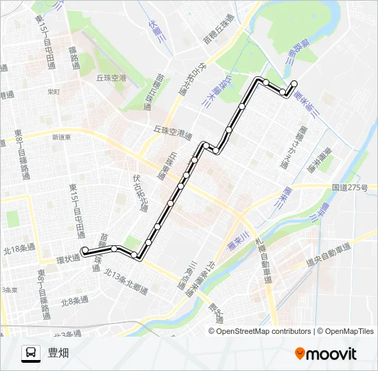 東６６東苗穂線 Bus Line Map