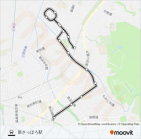 白３５小野幌線 バスの路線図