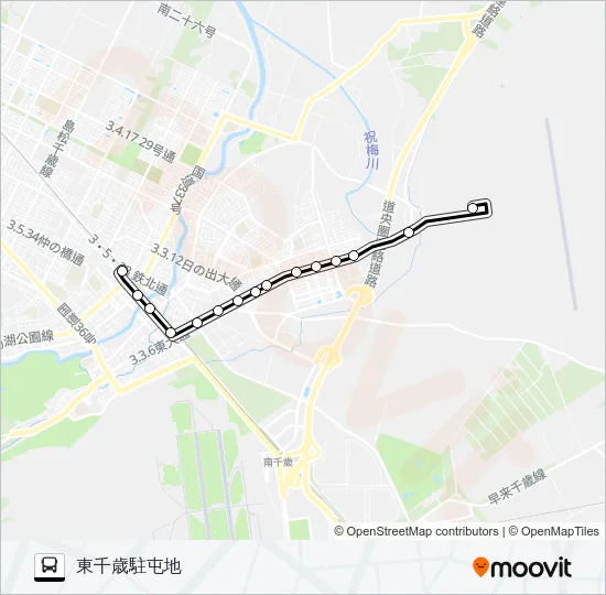 直２０東部隊線 バスの路線図