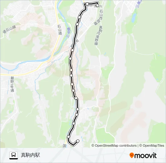 真１０２滝野線 Bus Line Map