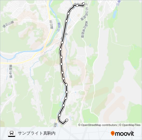 真１０２滝野線 Bus Line Map
