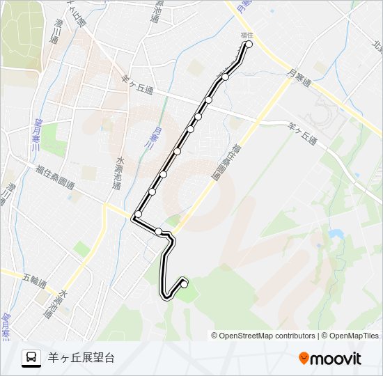 福８４羊ヶ丘線 バスの路線図