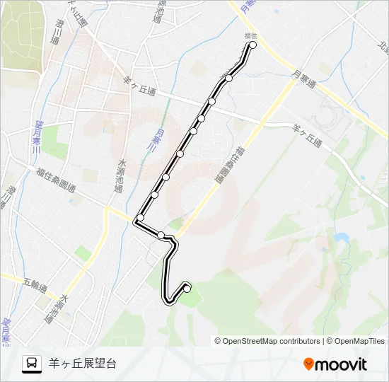福８４羊ヶ丘線 Bus Line Map
