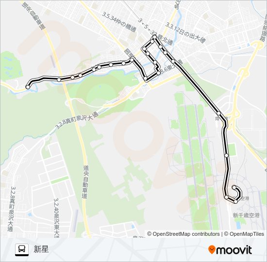 空５新星空港線 バスの路線図