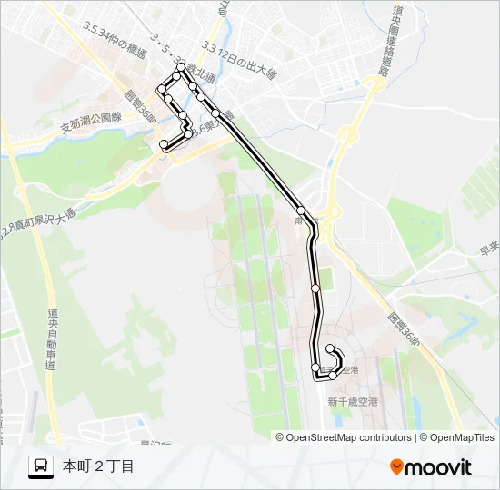 空６空港市内線 バスの路線図