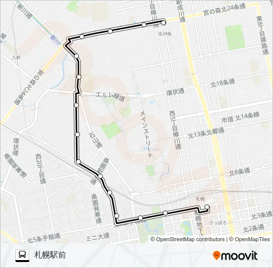 西５１北桑園線 Bus Line Map