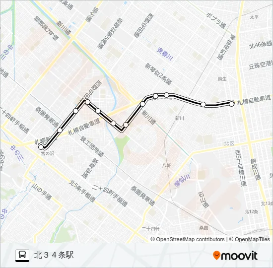 西６６新道西線 Bus Line Map