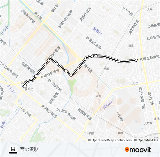 西６６新道西線 Bus Line Map