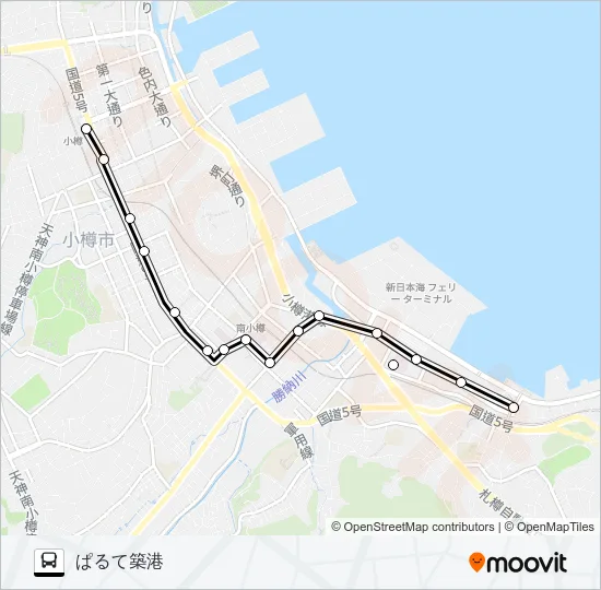 １ぱるて築港線 Bus Line Map