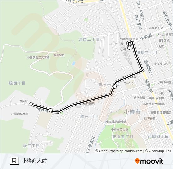 １９小樽商大線 バスの路線図