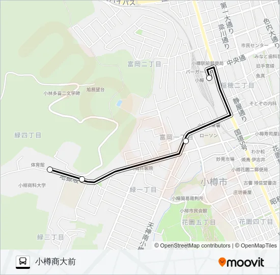 １９小樽商大線 Bus Line Map