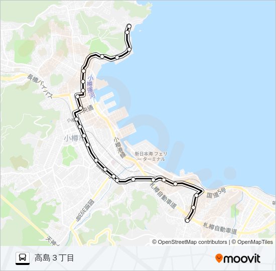 ２小樽市内本線 バスの路線図