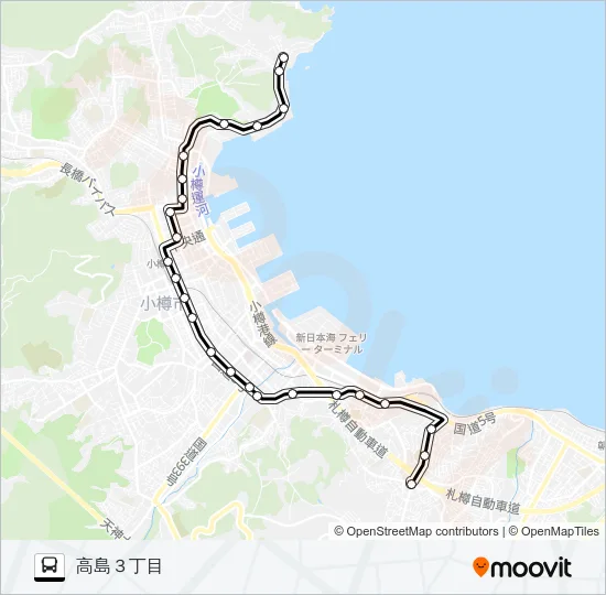 ２小樽市内本線 Bus Line Map