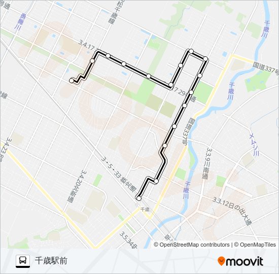 ２２稲穂団地線 バスの路線図